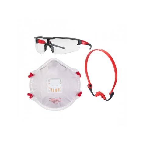 Munkavédelmi csomag ( Védőszemüveg, pormaszk, füldugó ) MILWAUKEE
